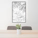 24x36 Calistoga California Map Print Portrait Orientation in Classic Style Behind 2 Chairs Table and Potted Plant