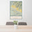 24x36 Calistoga California Map Print Portrait Orientation in Woodblock Style Behind 2 Chairs Table and Potted Plant
