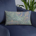 Custom Calistoga California Map Throw Pillow in Afternoon on Blue Colored Chair