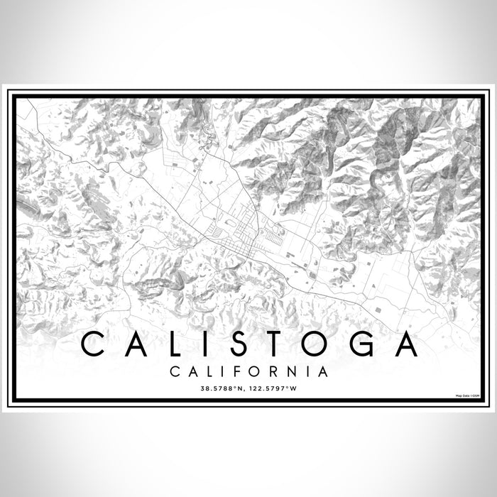 Calistoga California Map Print Landscape Orientation in Classic Style With Shaded Background