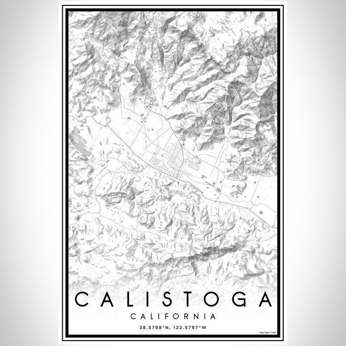 Calistoga California Map Print Portrait Orientation in Classic Style With Shaded Background