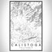 Calistoga California Map Print Portrait Orientation in Classic Style With Shaded Background
