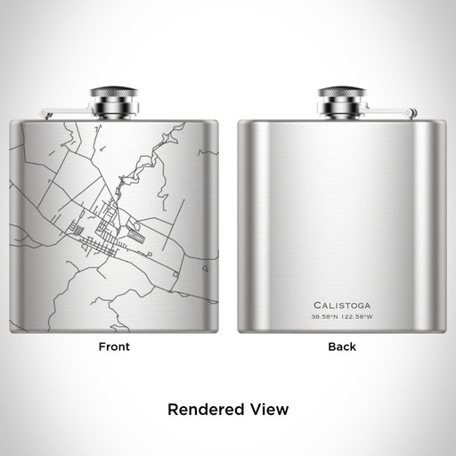 Rendered View of Calistoga California Map Engraving on 6oz Stainless Steel Flask