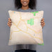 Person holding 18x18 Custom Calistoga California Map Throw Pillow in Watercolor
