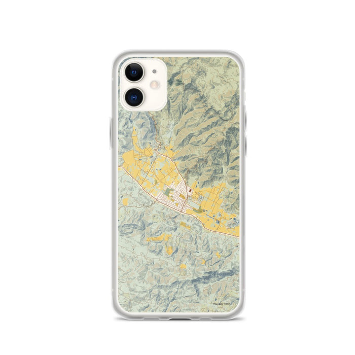 Custom iPhone 11 Calistoga California Map Phone Case in Woodblock