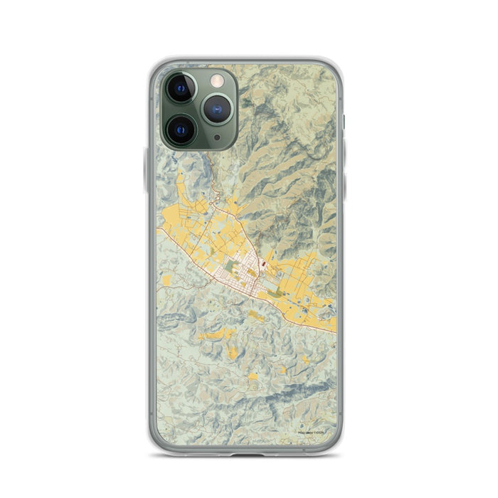 Custom iPhone 11 Pro Calistoga California Map Phone Case in Woodblock