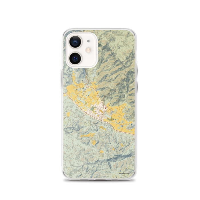Custom iPhone 12 Calistoga California Map Phone Case in Woodblock