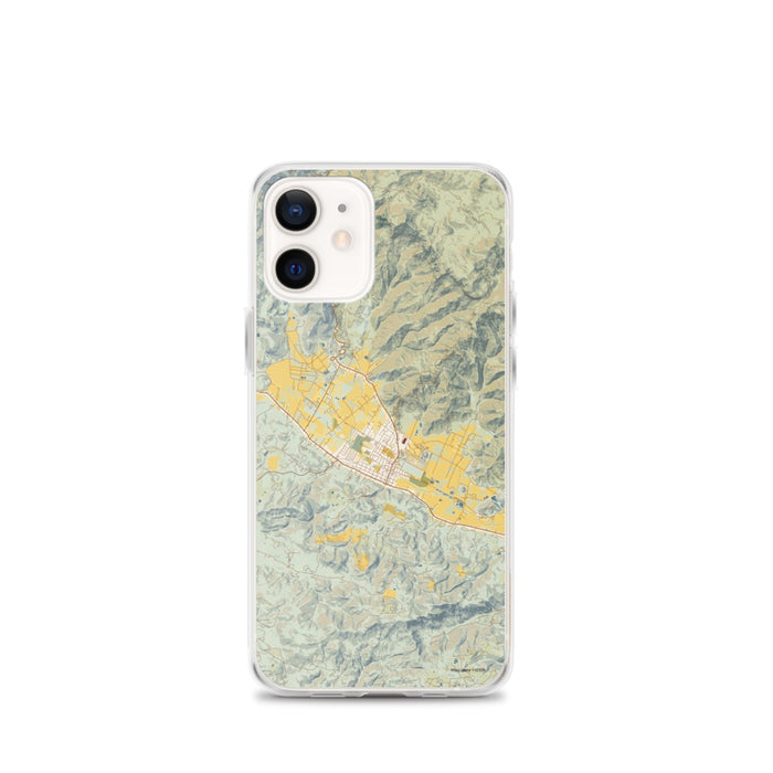 Custom iPhone 12 mini Calistoga California Map Phone Case in Woodblock