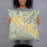 Person holding 18x18 Custom Calistoga California Map Throw Pillow in Woodblock