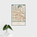 16x24 Calumet City Illinois Map Print Portrait Orientation in Woodblock Style With Tropical Plant Leaves in Water