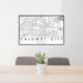 24x36 Calumet City Illinois Map Print Lanscape Orientation in Classic Style Behind 2 Chairs Table and Potted Plant