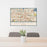 24x36 Calumet City Illinois Map Print Lanscape Orientation in Woodblock Style Behind 2 Chairs Table and Potted Plant
