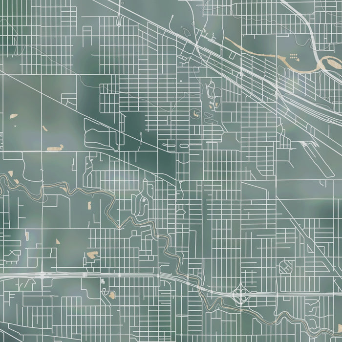 Calumet City Illinois Map Print in Afternoon Style Zoomed In Close Up Showing Details