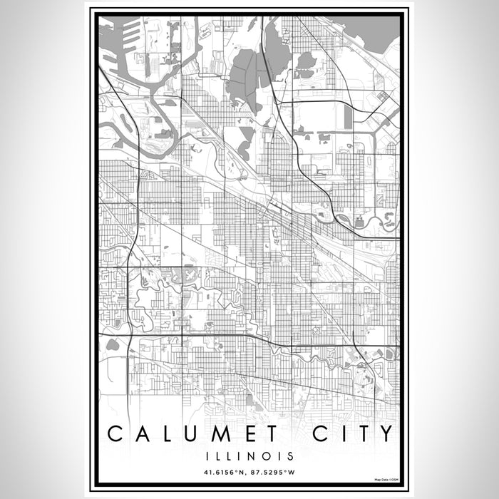 Calumet City Illinois Map Print Portrait Orientation in Classic Style With Shaded Background