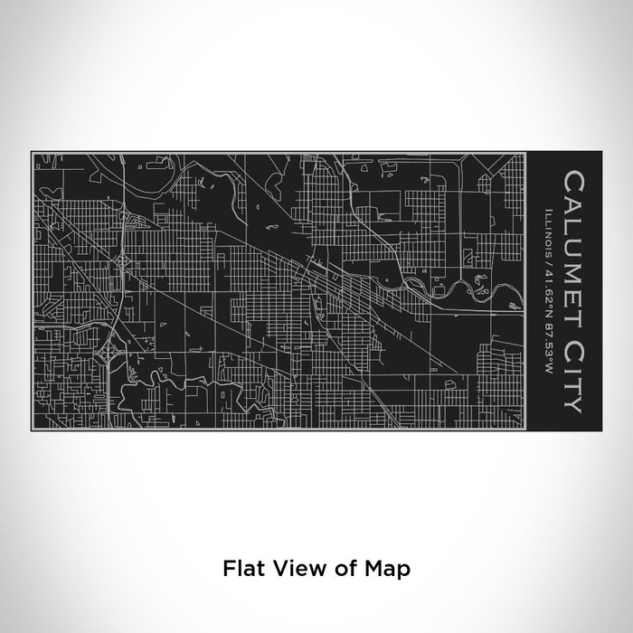 Rendered View of Calumet City Illinois Map Engraving on 17oz Stainless Steel Insulated Cola Bottle in Black