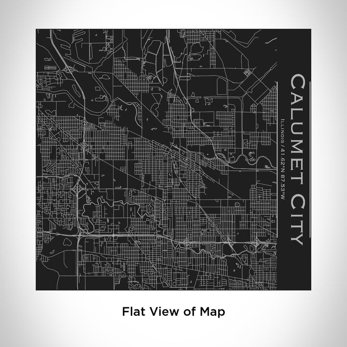 Rendered View of Calumet City Illinois Map Engraving on 17oz Stainless Steel Insulated Tumbler in Black