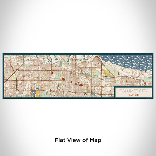 Flat View of Map Custom Calumet City Illinois Map Enamel Mug in Woodblock