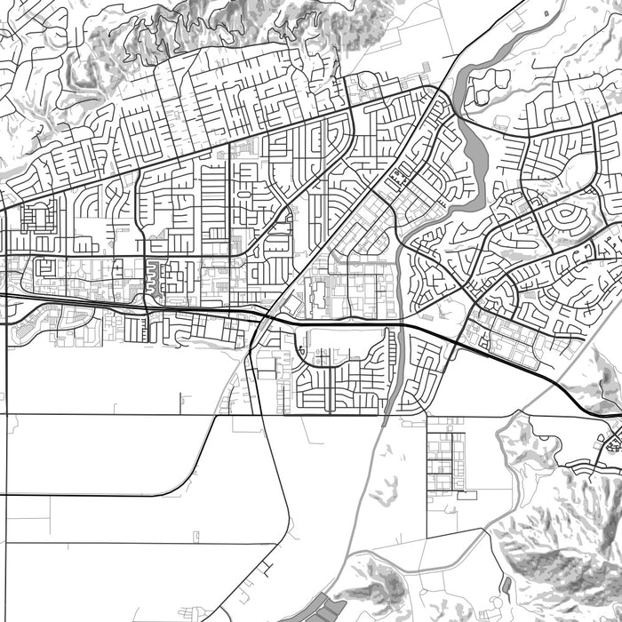 Camarillo California Map Print in Classic Style Zoomed In Close Up Showing Details