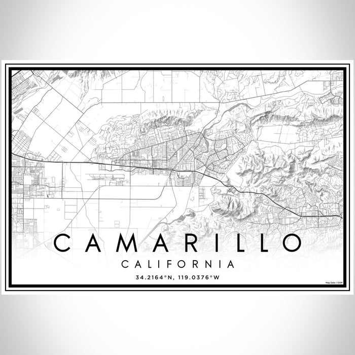 Camarillo California Map Print Landscape Orientation in Classic Style With Shaded Background