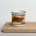Front View Custom Camarillo California Map Enamel Mug in Ember on Cutting Board