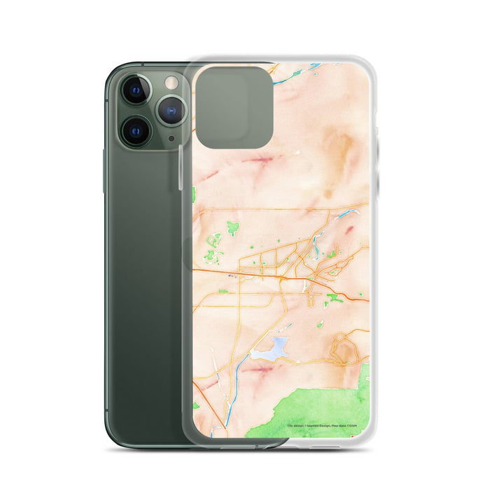 Custom Camarillo California Map Phone Case in Watercolor on Table with Laptop and Plant