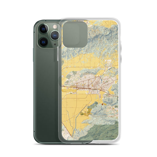 Custom Camarillo California Map Phone Case in Woodblock on Table with Laptop and Plant
