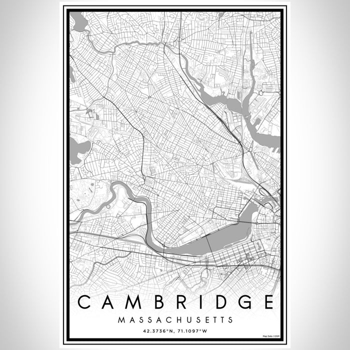 Cambridge Massachusetts Map Print Portrait Orientation in Classic Style With Shaded Background