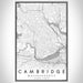 Cambridge Massachusetts Map Print Portrait Orientation in Classic Style With Shaded Background