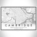 Cambridge Massachusetts Map Print Landscape Orientation in Classic Style With Shaded Background