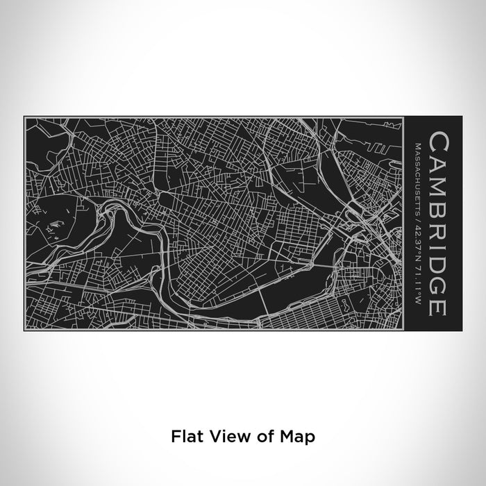 Rendered View of Cambridge Massachusetts Map Engraving on 17oz Stainless Steel Insulated Cola Bottle in Black
