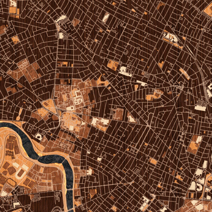 Cambridge Massachusetts Map Print in Ember Style Zoomed In Close Up Showing Details