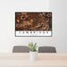 24x36 Cambridge Massachusetts Map Print Landscape Orientation in Ember Style Behind 2 Chairs Table and Potted Plant