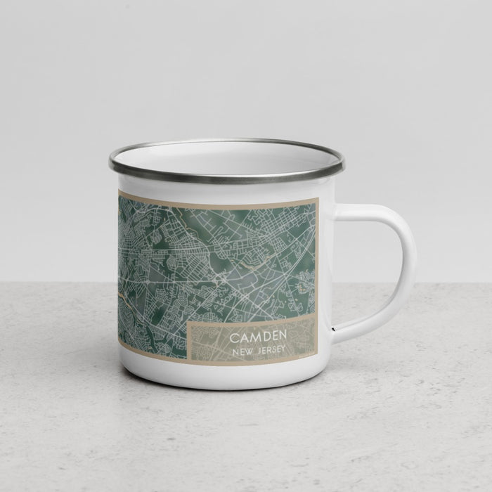 Right View Custom Camden New Jersey Map Enamel Mug in Afternoon