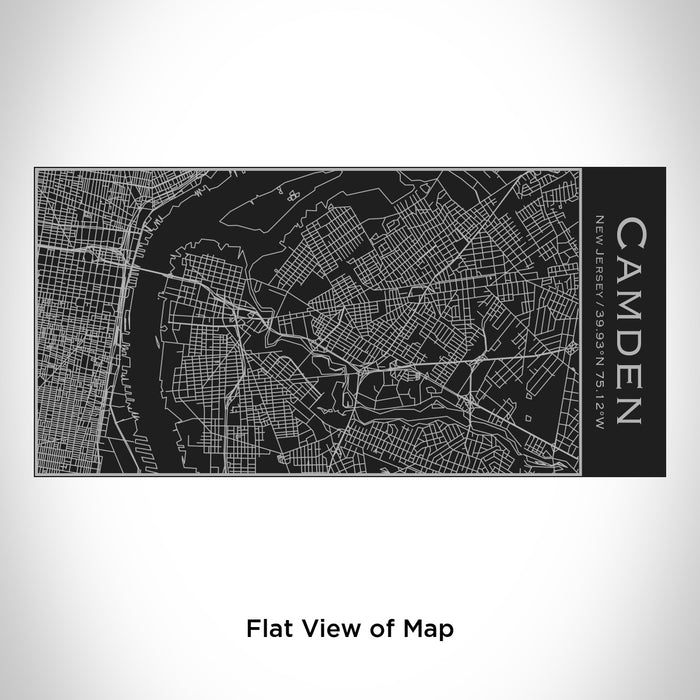Rendered View of Camden New Jersey Map Engraving on 17oz Stainless Steel Insulated Cola Bottle in Black