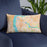 Custom Camden New Jersey Map Throw Pillow in Watercolor on Blue Colored Chair