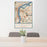 24x36 Camden New Jersey Map Print Portrait Orientation in Woodblock Style Behind 2 Chairs Table and Potted Plant
