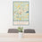 24x36 Camden South Carolina Map Print Portrait Orientation in Woodblock Style Behind 2 Chairs Table and Potted Plant