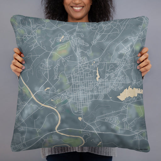 Person holding 22x22 Custom Camden South Carolina Map Throw Pillow in Afternoon