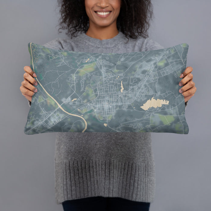 Person holding 20x12 Custom Camden South Carolina Map Throw Pillow in Afternoon