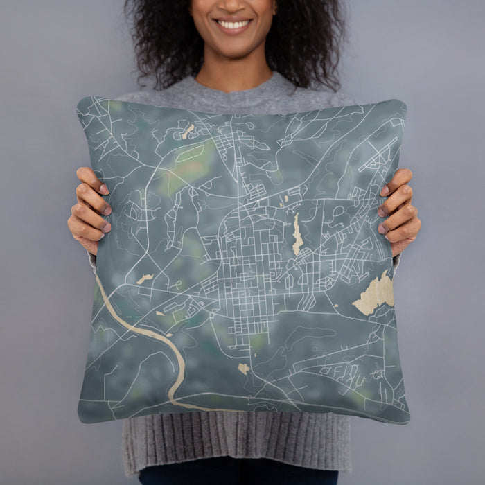Person holding 18x18 Custom Camden South Carolina Map Throw Pillow in Afternoon
