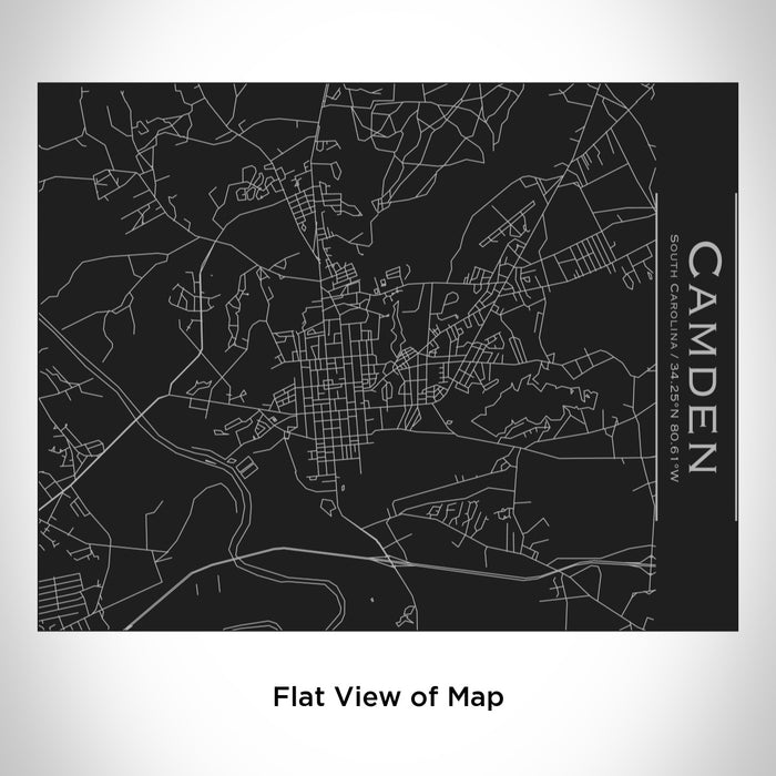 Rendered View of Camden South Carolina Map Engraving on 20oz Stainless Steel Insulated Bottle with Bamboo Top in Black