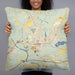 Person holding 22x22 Custom Camden South Carolina Map Throw Pillow in Woodblock