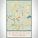 Camden South Carolina Map Print Portrait Orientation in Woodblock Style With Shaded Background