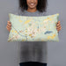 Person holding 20x12 Custom Camden South Carolina Map Throw Pillow in Woodblock