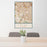 24x36 Campbell California Map Print Portrait Orientation in Woodblock Style Behind 2 Chairs Table and Potted Plant