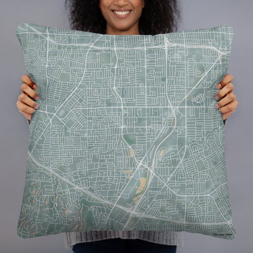 Person holding 22x22 Custom Campbell California Map Throw Pillow in Afternoon
