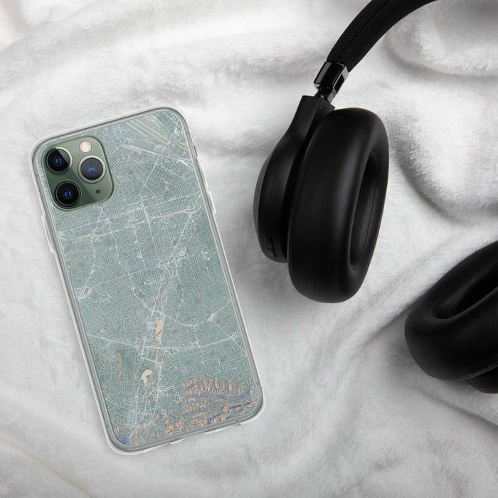 Custom Campbell California Map Phone Case in Afternoon on Table with Black Headphones