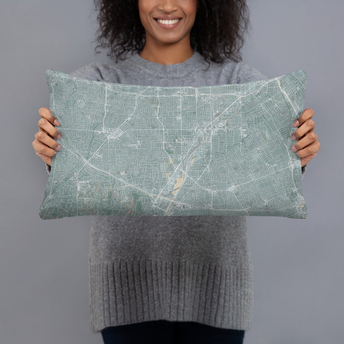 Person holding 20x12 Custom Campbell California Map Throw Pillow in Afternoon
