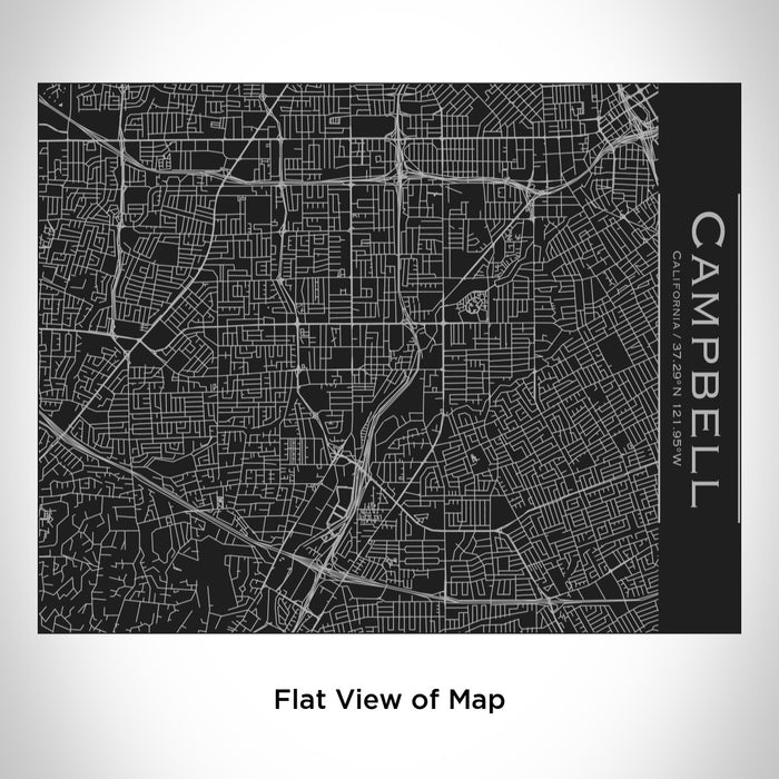 Rendered View of Campbell California Map Engraving on 20oz Stainless Steel Insulated Bottle with Bamboo Top in Black