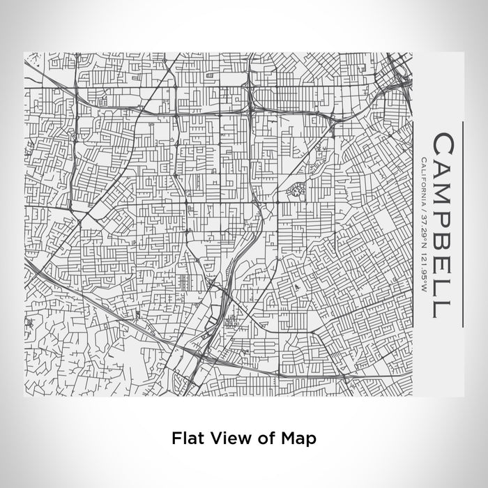 Rendered View of Campbell California Map Engraving on 20oz Stainless Steel Insulated Bottle with Bamboo Top in White